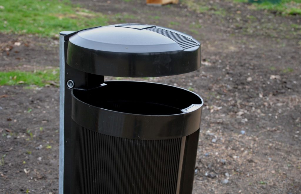 covered trash bins