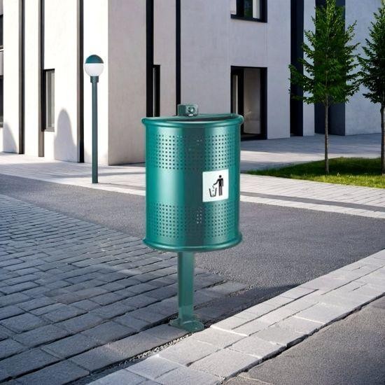 Pole-mounted trash bins