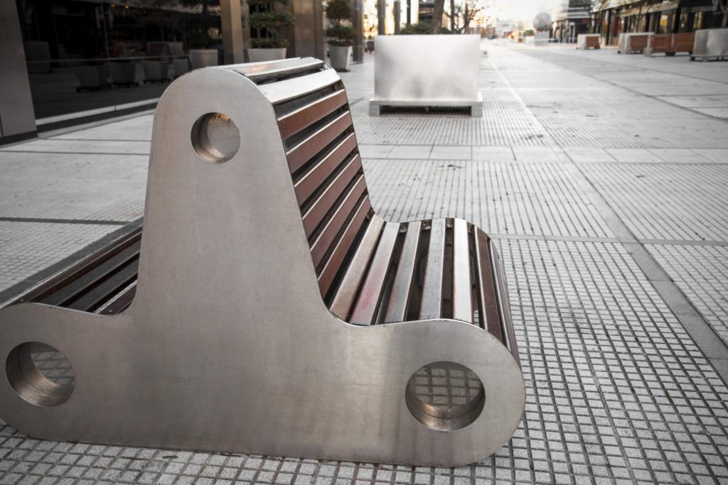 steel public benches